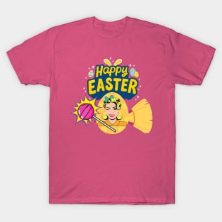 Happy easter pop art girl broom modern art lollipop girl T-Shirt